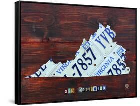 Virginia License Plate Map Large-Design Turnpike-Framed Stretched Canvas