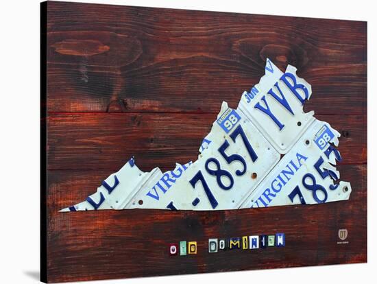 Virginia License Plate Map Large-Design Turnpike-Stretched Canvas