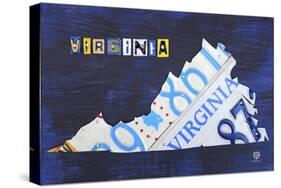 Virginia License Plate Map-Design Turnpike-Stretched Canvas