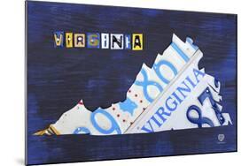 Virginia License Plate Map-Design Turnpike-Mounted Giclee Print