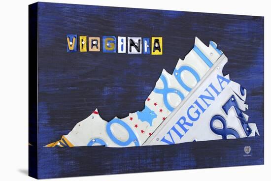 Virginia License Plate Map-Design Turnpike-Stretched Canvas