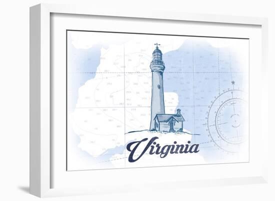 Virginia - Lighthouse - Blue - Coastal Icon-Lantern Press-Framed Art Print