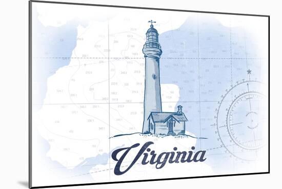 Virginia - Lighthouse - Blue - Coastal Icon-Lantern Press-Mounted Art Print