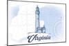 Virginia - Lighthouse - Blue - Coastal Icon-Lantern Press-Mounted Art Print
