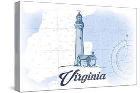 Virginia - Lighthouse - Blue - Coastal Icon-Lantern Press-Stretched Canvas