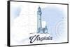 Virginia - Lighthouse - Blue - Coastal Icon-Lantern Press-Framed Stretched Canvas