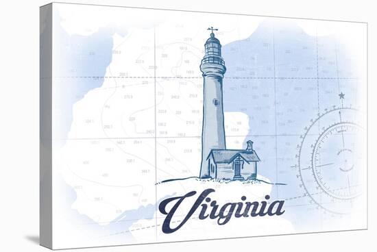 Virginia - Lighthouse - Blue - Coastal Icon-Lantern Press-Stretched Canvas