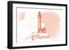 Virginia - Lighthouse - Coral - Coastal Icon-Lantern Press-Framed Art Print