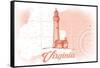 Virginia - Lighthouse - Coral - Coastal Icon-Lantern Press-Framed Stretched Canvas