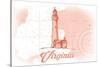 Virginia - Lighthouse - Coral - Coastal Icon-Lantern Press-Stretched Canvas