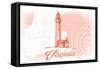 Virginia - Lighthouse - Coral - Coastal Icon-Lantern Press-Framed Stretched Canvas