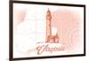 Virginia - Lighthouse - Coral - Coastal Icon-Lantern Press-Framed Art Print