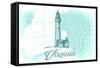 Virginia - Lighthouse - Teal - Coastal Icon-Lantern Press-Framed Stretched Canvas