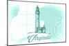 Virginia - Lighthouse - Teal - Coastal Icon-Lantern Press-Mounted Art Print