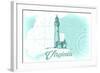 Virginia - Lighthouse - Teal - Coastal Icon-Lantern Press-Framed Art Print