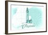Virginia - Lighthouse - Teal - Coastal Icon-Lantern Press-Framed Art Print