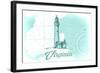 Virginia - Lighthouse - Teal - Coastal Icon-Lantern Press-Framed Art Print