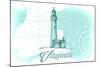 Virginia - Lighthouse - Teal - Coastal Icon-Lantern Press-Mounted Art Print