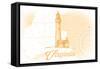 Virginia - Lighthouse - Yellow - Coastal Icon-Lantern Press-Framed Stretched Canvas