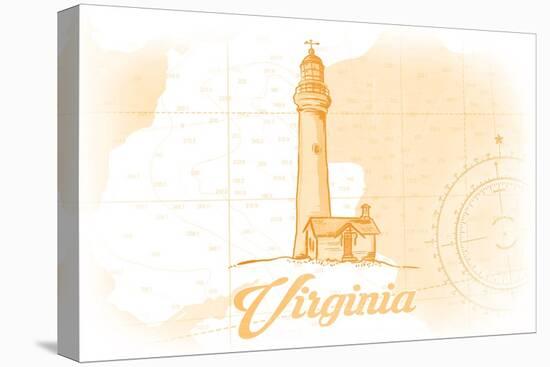 Virginia - Lighthouse - Yellow - Coastal Icon-Lantern Press-Stretched Canvas