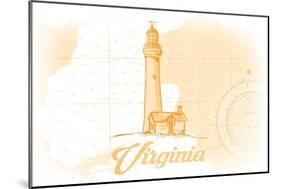 Virginia - Lighthouse - Yellow - Coastal Icon-Lantern Press-Mounted Art Print