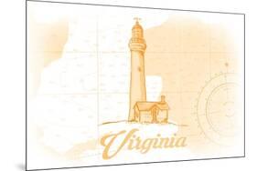 Virginia - Lighthouse - Yellow - Coastal Icon-Lantern Press-Mounted Art Print