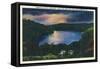 Virginia, Moonlit View of Mountain Lake near Pembroke-Lantern Press-Framed Stretched Canvas