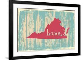 Virginia Nostalgic Rustic Vintage State Vector Sign-one line man-Framed Art Print