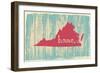 Virginia Nostalgic Rustic Vintage State Vector Sign-one line man-Framed Art Print