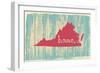 Virginia Nostalgic Rustic Vintage State Vector Sign-one line man-Framed Art Print