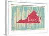 Virginia Nostalgic Rustic Vintage State Vector Sign-one line man-Framed Art Print