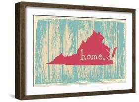 Virginia Nostalgic Rustic Vintage State Vector Sign-one line man-Framed Premium Giclee Print