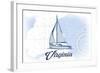 Virginia - Sailboat - Blue - Coastal Icon-Lantern Press-Framed Art Print