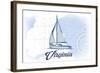 Virginia - Sailboat - Blue - Coastal Icon-Lantern Press-Framed Art Print