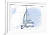 Virginia - Sailboat - Blue - Coastal Icon-Lantern Press-Framed Art Print