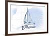 Virginia - Sailboat - Blue - Coastal Icon-Lantern Press-Framed Art Print