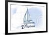 Virginia - Sailboat - Blue - Coastal Icon-Lantern Press-Framed Art Print