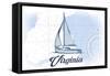 Virginia - Sailboat - Blue - Coastal Icon-Lantern Press-Framed Stretched Canvas