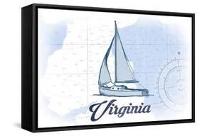 Virginia - Sailboat - Blue - Coastal Icon-Lantern Press-Framed Stretched Canvas