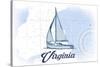 Virginia - Sailboat - Blue - Coastal Icon-Lantern Press-Stretched Canvas