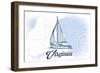 Virginia - Sailboat - Blue - Coastal Icon-Lantern Press-Framed Art Print