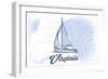 Virginia - Sailboat - Blue - Coastal Icon-Lantern Press-Framed Art Print