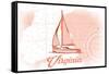 Virginia - Sailboat - Coral - Coastal Icon-Lantern Press-Framed Stretched Canvas