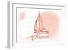 Virginia - Sailboat - Coral - Coastal Icon-Lantern Press-Framed Art Print