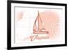 Virginia - Sailboat - Coral - Coastal Icon-Lantern Press-Framed Art Print