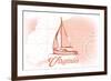 Virginia - Sailboat - Coral - Coastal Icon-Lantern Press-Framed Premium Giclee Print