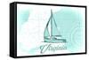 Virginia - Sailboat - Teal - Coastal Icon-Lantern Press-Framed Stretched Canvas