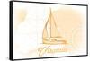 Virginia - Sailboat - Yellow - Coastal Icon-Lantern Press-Framed Stretched Canvas