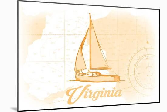 Virginia - Sailboat - Yellow - Coastal Icon-Lantern Press-Mounted Art Print