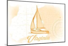 Virginia - Sailboat - Yellow - Coastal Icon-Lantern Press-Mounted Art Print